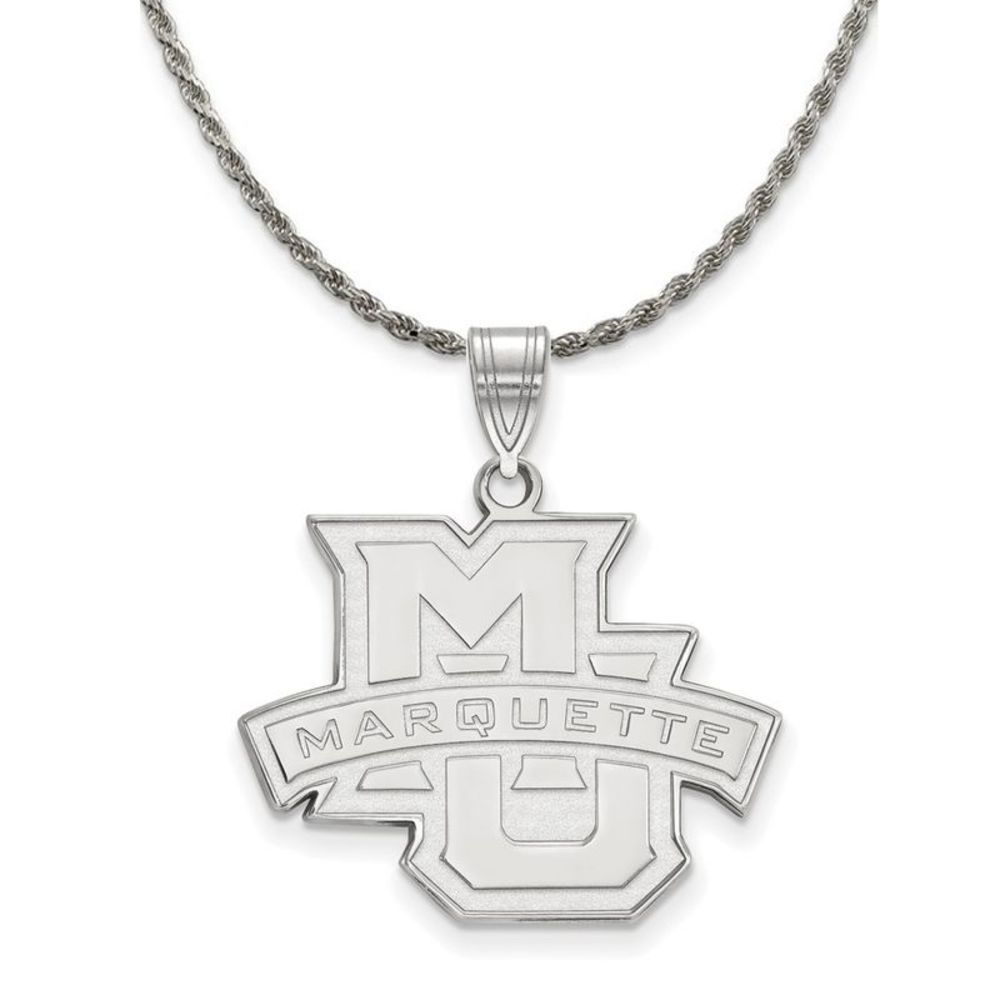 Sterling Silver Marquette U Large 'MU' Necklace - 18 Inch